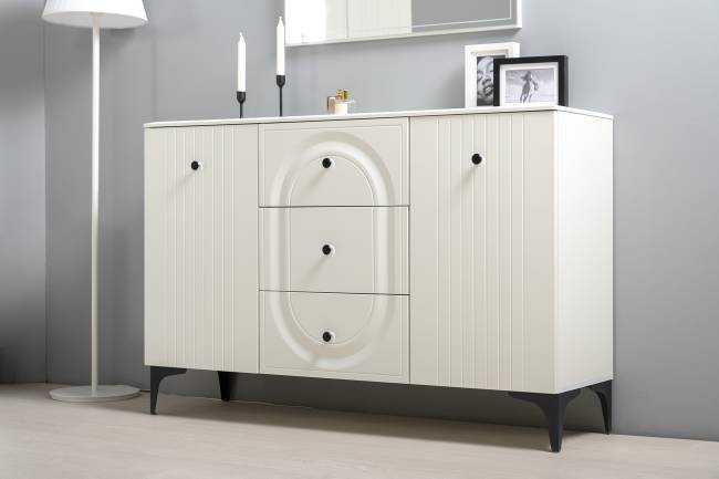 Два комода-ТВ-тумбы Валенсия с двумя навесными полками цвет белый шагрень Два комода-ТВ-тумбы Валенсия с двумя навесными полками цвет белый шагрень