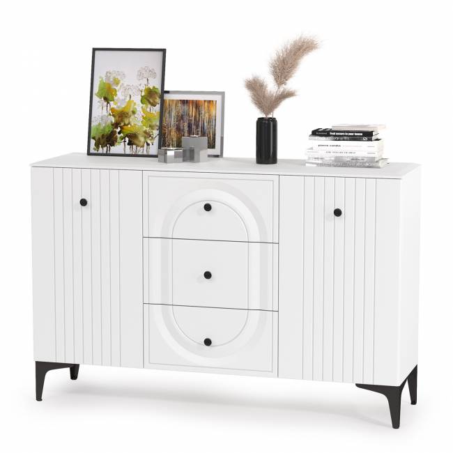 Два комода-ТВ-тумбы Валенсия с двумя навесными полками цвет белый шагрень Два комода-ТВ-тумбы Валенсия с двумя навесными полками цвет белый шагрень