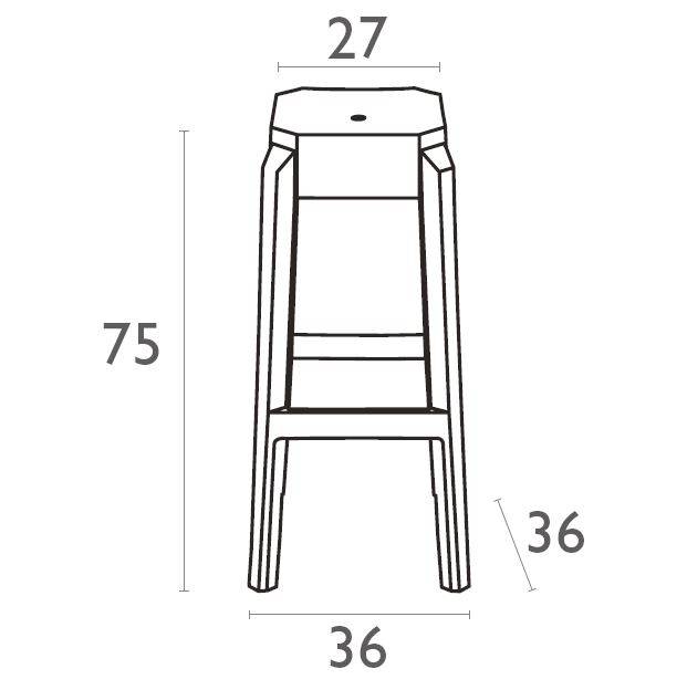 Табурет прозрачный барный Fox 75 серый 360х360х750 мм Табурет прозрачный барный Fox 75 серый 360х360х750 мм