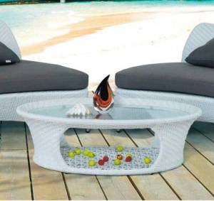 Столик кофейный "Адмонд", из искусственного ротанга, белый