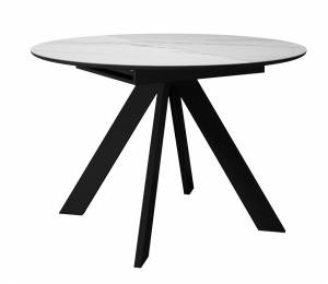 Стол DikLine SKC110 d1100 Керамика Белый мрамор/подстолье черное/опоры черные