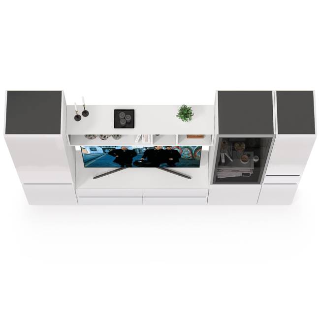 Сидней Комплектация № 25 цвет белый/чёрный/фасады МДФ белый глянец Сидней Комплектация № 25 цвет белый/чёрный/фасады МДФ белый глянец