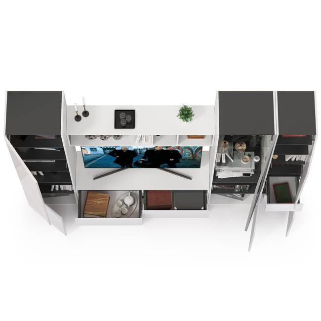 Сидней Комплектация № 25 цвет белый/чёрный/фасады МДФ белый глянец Сидней Комплектация № 25 цвет белый/чёрный/фасады МДФ белый глянец