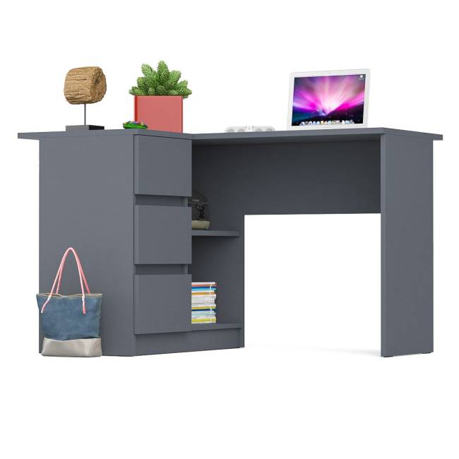 Угловой компьютерный стол Мори МС-16 левый цвет графит