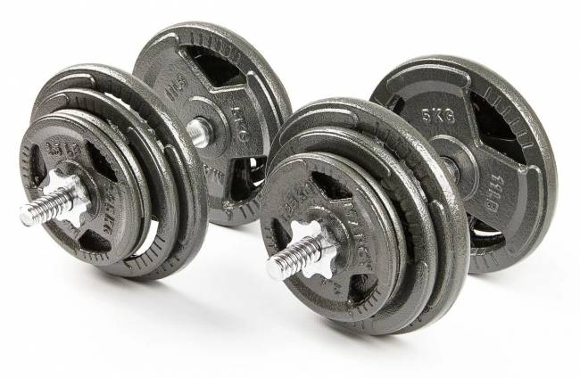 Набор гантелей с железной ручкой "HAMMERTONE", AS 2x21,5 кг Набор гантелей с железной ручкой "HAMMERTONE", AS 2x21,5 кг