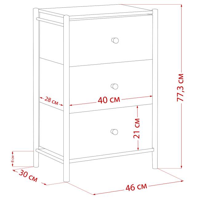 Комод Leset Хайди 3 ящика Белый Белый