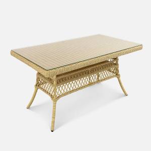 Стол Titulo 1430х830 СТ (с упаковкой) Индийское дерево, RAL 1014, CT.Прозрачное