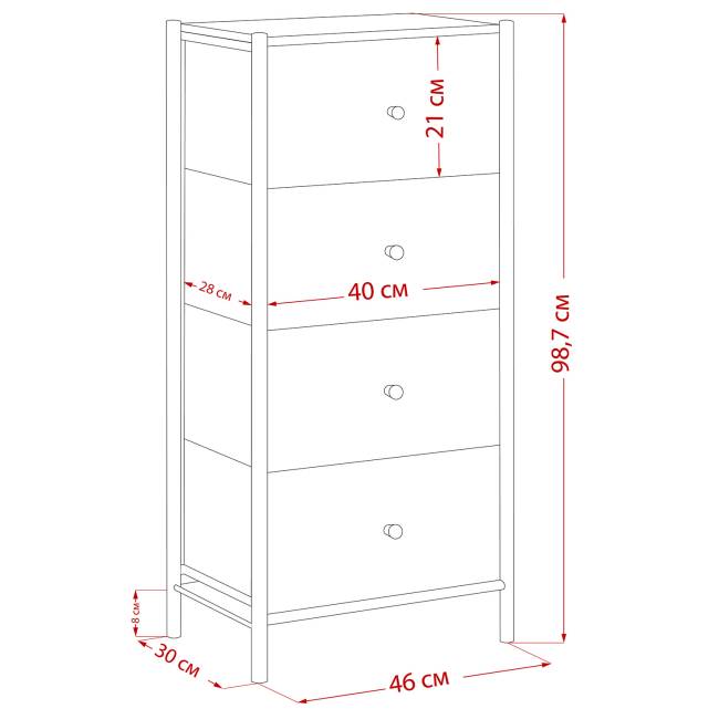 Комод Leset Хайди 4 ящика Белый Белый Комод Leset Хайди 4 ящика Белый Белый