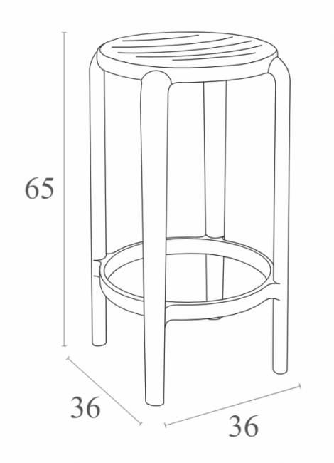 Табурет пластиковый полубарный Tom Bar 65 белый 360х360х650 мм Табурет пластиковый полубарный Tom Bar 65 белый 360х360х650 мм
