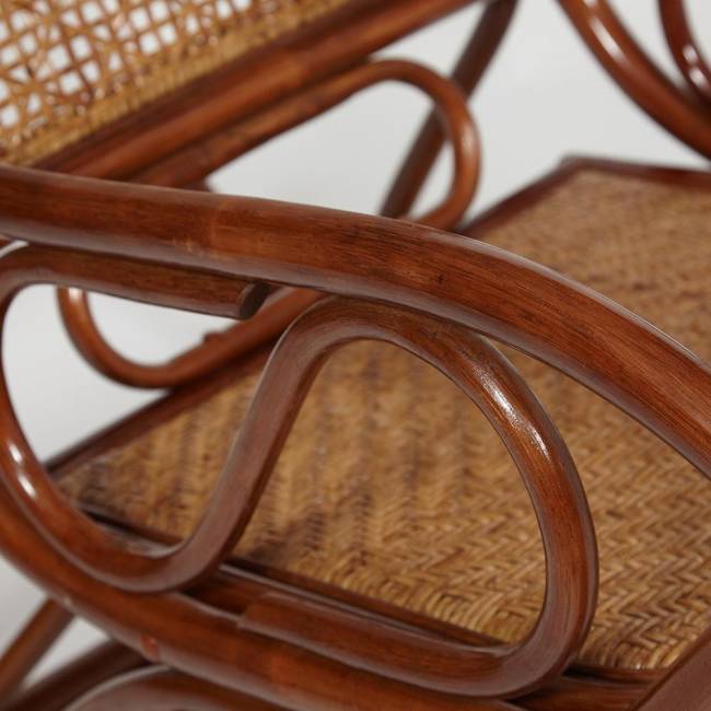 Кресло-качалка MILANO (разборная) / без подушки / ротанг top quality, 58x136x103 см, Pecan (орех) Pecan (орех) ротанг top quality