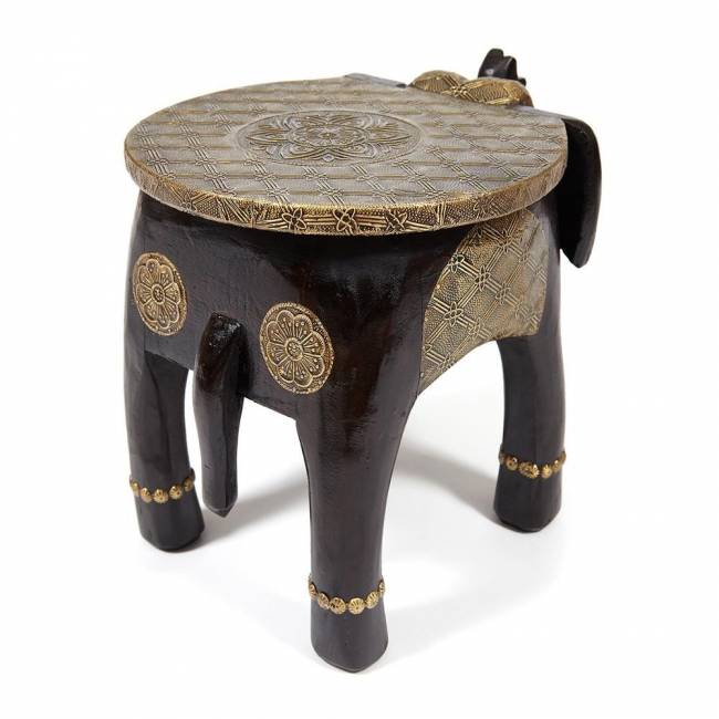 Столик Secret De Maison GOLDEN SLON ( mod. ND-006) дерево манго/латунная чеканка, 40х30х31 см, этническая роспись этническая роспись дерево манго/латунная чеканка Столик Secret De Maison GOLDEN SLON ( mod. ND-006) дерево манго/латунная чеканка, 40х30х31 см, этническая роспись этническая роспись дерево манго/латунная чеканка