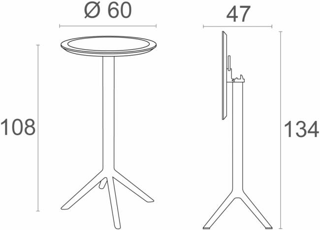 Стол пластиковый барный складной Sky Folding Bar Table 60 бежевый Ø600х1080 мм Стол пластиковый барный складной Sky Folding Bar Table 60 бежевый Ø600х1080 мм