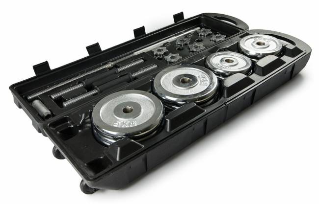 Набор Гантели и штанга AMETIST 50кг в чемодане (металл краш) Набор Гантели и штанга AMETIST 50кг в чемодане (металл краш)