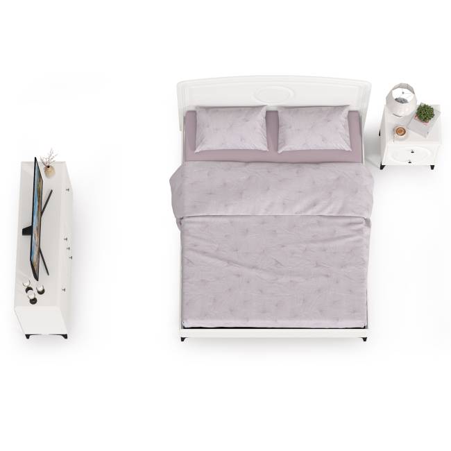 Комод Валенсия с кроватью 1600 и прикроватной тумбочкой цвет белый шагрень Комод Валенсия с кроватью 1600 и прикроватной тумбочкой цвет белый шагрень