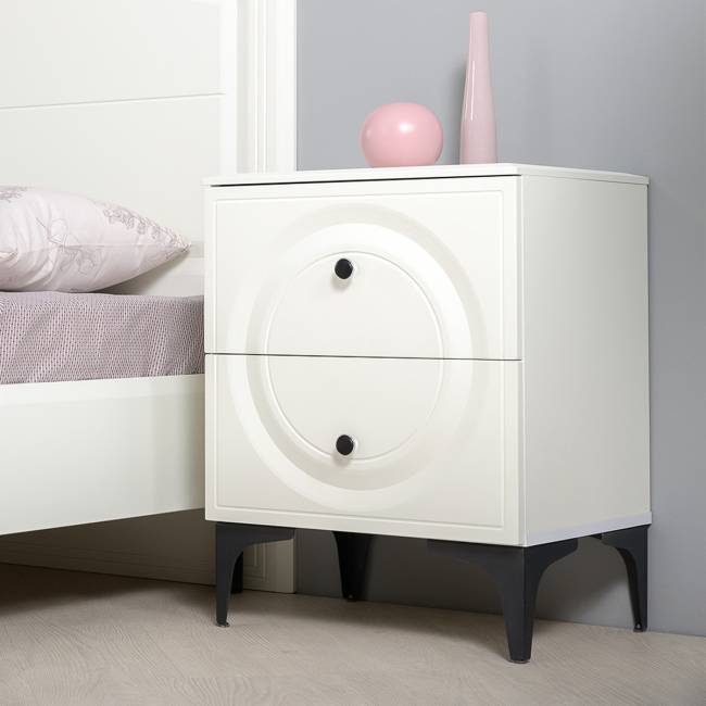 Комод Валенсия с кроватью 1600 и прикроватной тумбочкой цвет белый шагрень Комод Валенсия с кроватью 1600 и прикроватной тумбочкой цвет белый шагрень