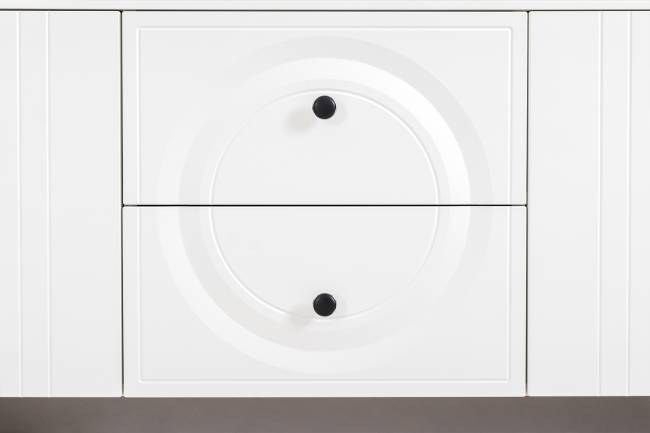 Две ТВ-тумбы и четыре навесных полки Валенсия цвет белый шагрень Две ТВ-тумбы и четыре навесных полки Валенсия цвет белый шагрень