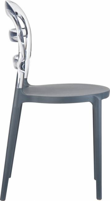 Стул пластиковый Miss Bibi темно-серый, прозрачный 420х500х850 мм