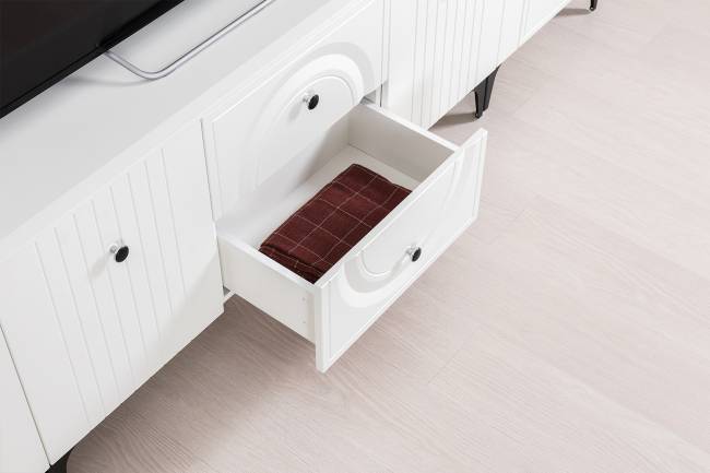 Валенсия стенка в гостиную № 66 цвет белый шагрень