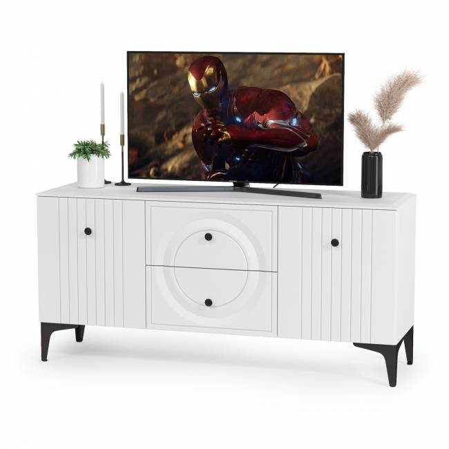 Валенсия стенка в гостиную № 66 цвет белый шагрень