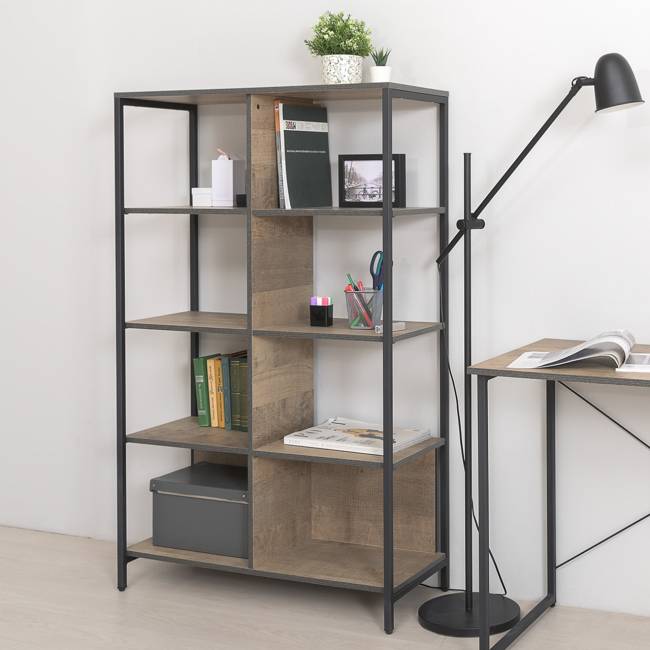 Стеллаж 13.151.02 и шкаф-пенал с витриной с подсветкой Трувор цвет дуб гранж песочный/интра Стеллаж 13.151.02 и шкаф-пенал с витриной с подсветкой Трувор цвет дуб гранж песочный/интра