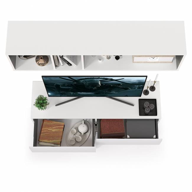 ТВ тумба Сидней с полкой цвет белый/чёрный/фасады МДФ белый глянец ТВ тумба Сидней с полкой цвет белый/чёрный/фасады МДФ белый глянец