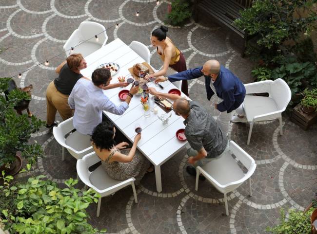 Стол пластиковый раздвижной Rio 210 Extensibile белый 2100-2800х1000х760 мм