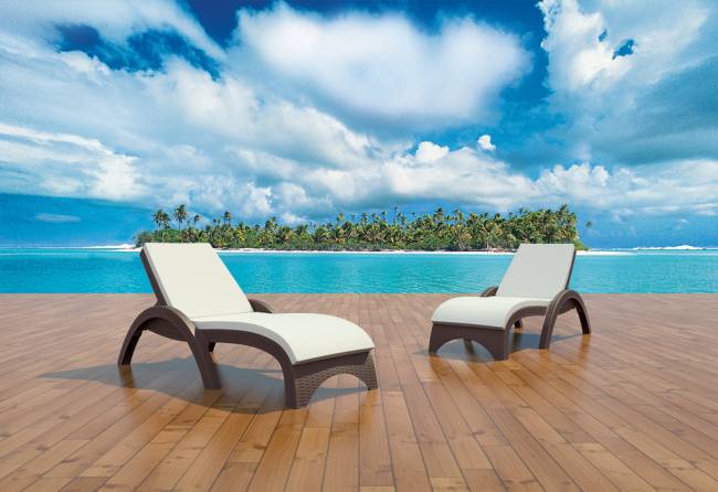 Шезлонг пластиковый с матрасом GS 1009 (Fiji) коричневый, слоновая кость 1870x730x340 мм Шезлонг пластиковый с матрасом GS 1009 (Fiji) коричневый, слоновая кость 1870x730x340 мм